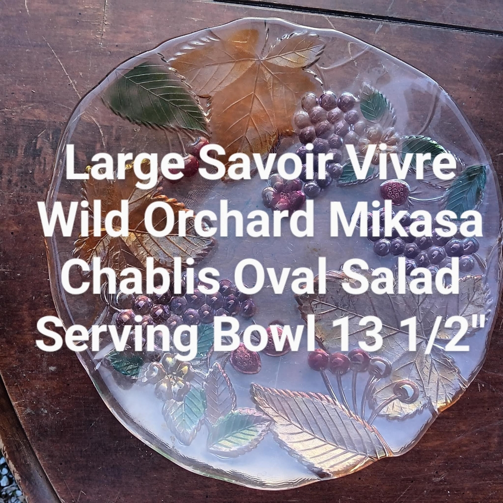 Mikasa Wild Orchard Chablis Oval Serving Bowl with Gold and Green Accents
